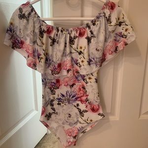 Adorable floral off shoulder bodysuit
